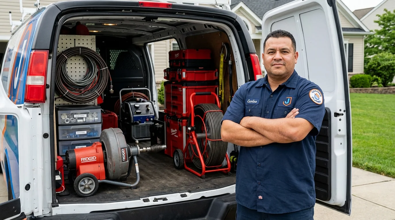 Professional drain cleaning equipment and Johns Plumbing LLC plumber in La Grange