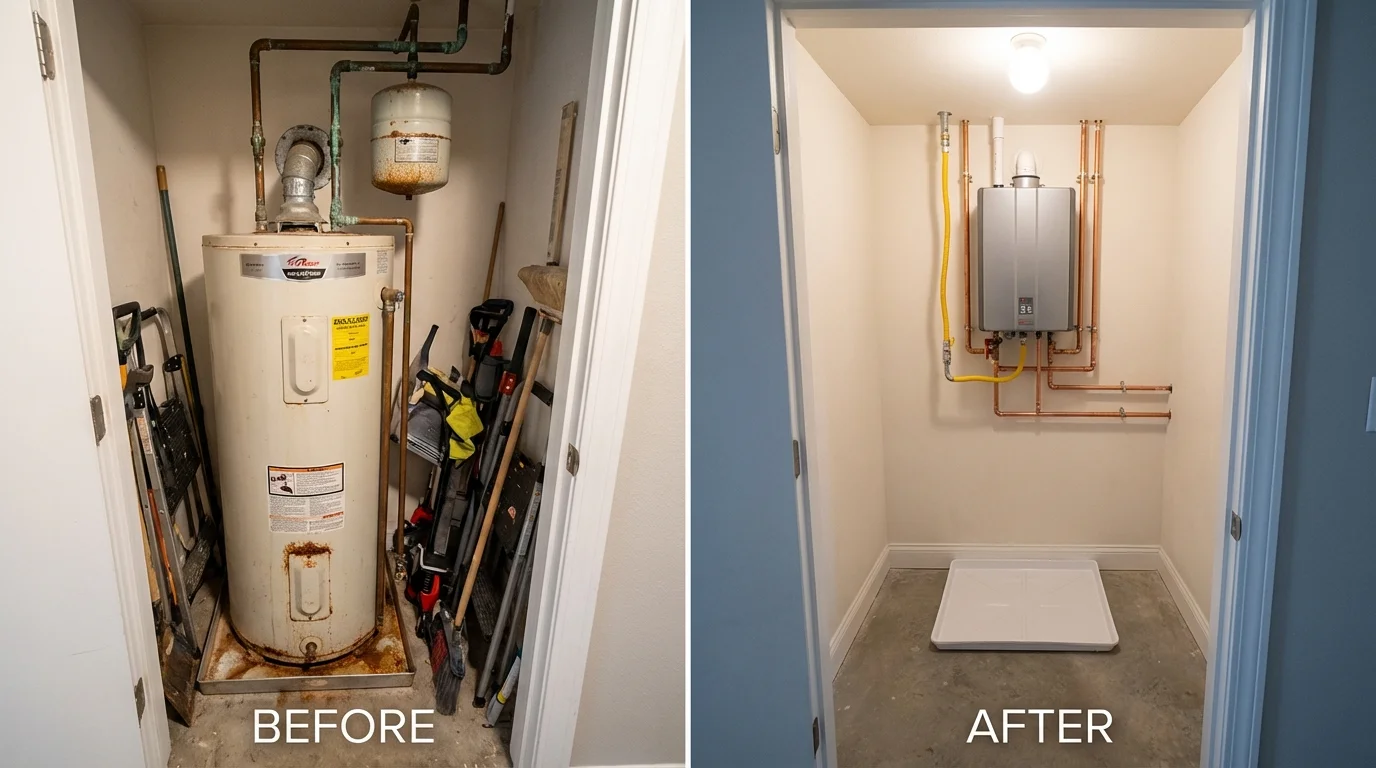 Tank water heater versus wall-mounted tankless unit comparison for La Grange, TX homeowners